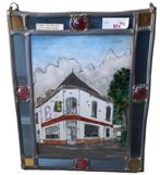 loodglas "café onder ons" Leuven, Antiek en Kunst, Antiek | Glaswerk en Kristal, Ophalen