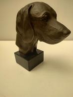 Beeld Hondenkop Terracotta op marmer , hoogte 22 cm, Enlèvement ou Envoi