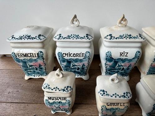Voorraadpotten 6 grote kruiden potten en 5 kleine met deksel, Antiek en Kunst, Antiek | Keukengerei, Ophalen of Verzenden