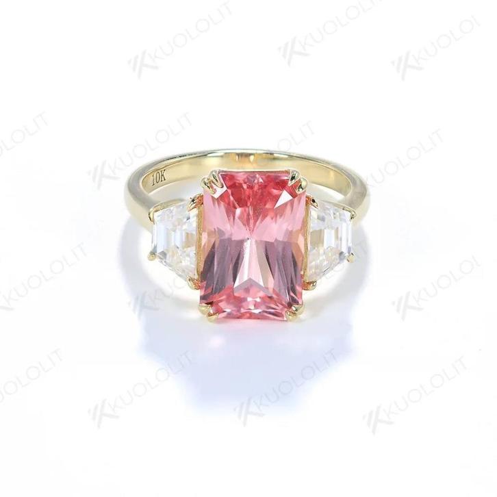 Nieuwe ring van 6 karaat met Padparadscha-saffier, Handtassen en Accessoires, Ringen, Nieuw, Dame, Kleiner dan 17, Wit, Met edelsteen