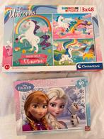 2 puzzels Frozen en unicorns, Utilisé, Enlèvement ou Envoi