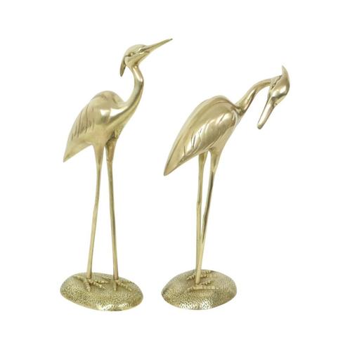 Grote Koperen Kraanvogels Reigers Beeld Messing Vintage 36cm, Verzamelen, Beelden en Beeldjes, Gebruikt, Dier, Ophalen of Verzenden