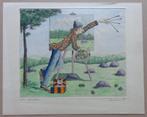 LUC PIRON / DE STRUIKELAAR / ZW-W ETS + AQUAREL / 31x39cm, Antiek en Kunst, Kunst | Litho's en Zeefdrukken, Ophalen of Verzenden