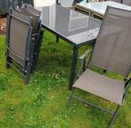 tuinset- tafel met 4 verstelbare stoelen, Tuin en Terras, Tuinset, Textileen, Gebruikt, Ophalen