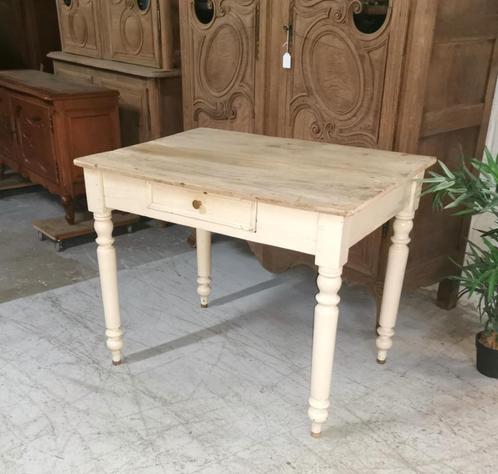 Antieke brocante boerentafel met lade +blank blad 96x69 H 77, Antiek en Kunst, Antiek | Meubels | Tafels, Ophalen