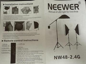 Neewer dimbare tweekleurige LED-lichtset met So beschikbaar voor biedingen