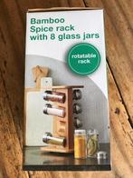 Kruidenrek Bamboo Spice Rack met 8 glazen potjes, Ophalen of Verzenden, Nieuw