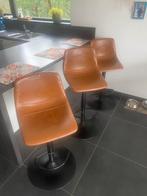 3 barkrukken cognac, Ophalen, Gebruikt, 60 tot 90 cm, Leer