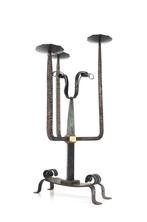 Zware metalen brutalist kandelaar - Vintage brutalisme, Antiek en Kunst, Ophalen of Verzenden