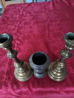 2 koperen kandelaars en 1 koperen tabakspot, Antiek en Kunst, Ophalen, Koper of Brons
