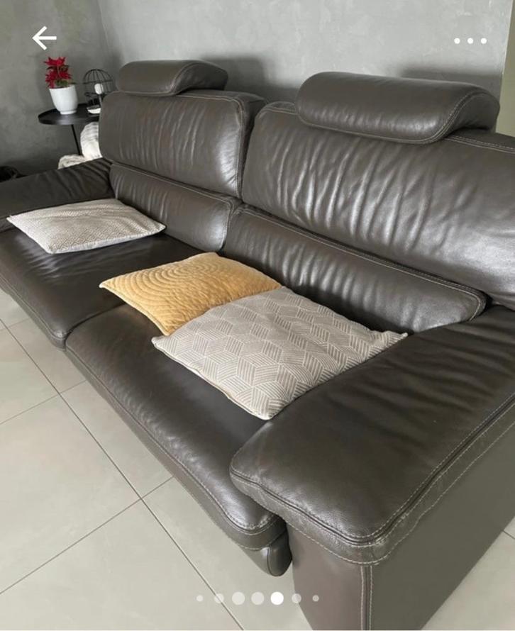 Salon en cuir marron, Maison & Meubles, Canapés | Coins salons complets, Utilisé, Cuir, Enlèvement