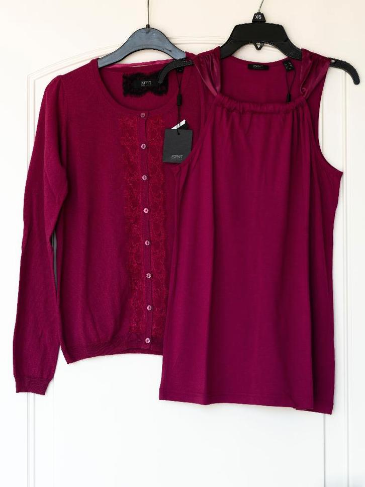 Ensemble, cardigan & top, merk Esprit, NIEUW, maat XS, Kleding | Dames, Truien en Vesten, Nieuw, Maat 34 (XS) of kleiner, Overige kleuren