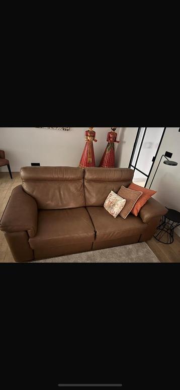 Lederen tweezit, Moins de 75 cm, 200 à 250 cm, Banc droit, Comme neuf