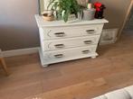 WITTE COMMODE EN SPIEGEL, 50 tot 70 cm, Commode, Ophalen, Minder dan 90 cm