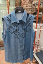 Blouse denim broderie LuckyLu mt 40 (it44), Kleding | Dames, Maat 38/40 (M), Blauw, LuckyLu, Ophalen of Verzenden