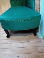 Flesgroene, Fluwele Chaise Longue, Ophalen, Eenpersoons, 150 tot 200 cm, Zo goed als nieuw