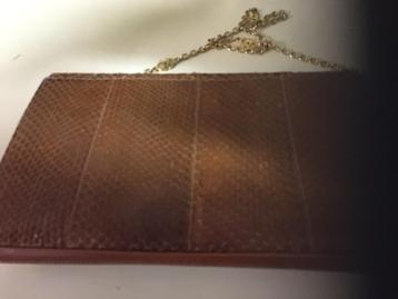 sac à main en cuir marron avec chaîne, Enlèvement ou Envoi, Comme neuf, Brun, Sac à main