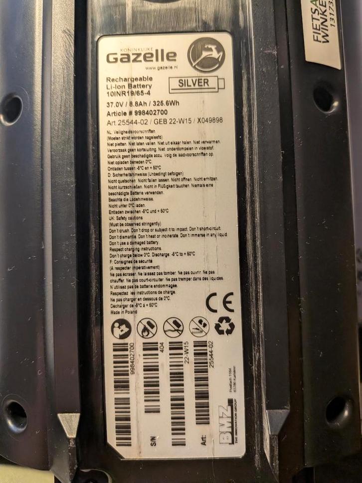 accu fiets, Vélos & Vélomoteurs, Vélos électriques, Neuf, Gazelle, Enlèvement