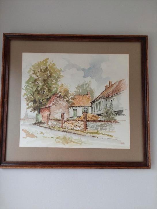 Mooie aquarel origineel werk getekend Maxim, geen afdruk !!, Antiek en Kunst, Kunst | Schilderijen | Klassiek, Ophalen