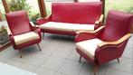 Bordeaux salon met beige losse kussens 3+1+1 zit, Huis en Inrichting, Zetels | Zetels, Gebruikt, 150 tot 200 cm, 75 tot 100 cm