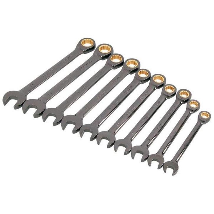 10 delige ratelsleutel set 10 - 19 mm, Auto diversen, Autogereedschap, Ophalen of Verzenden