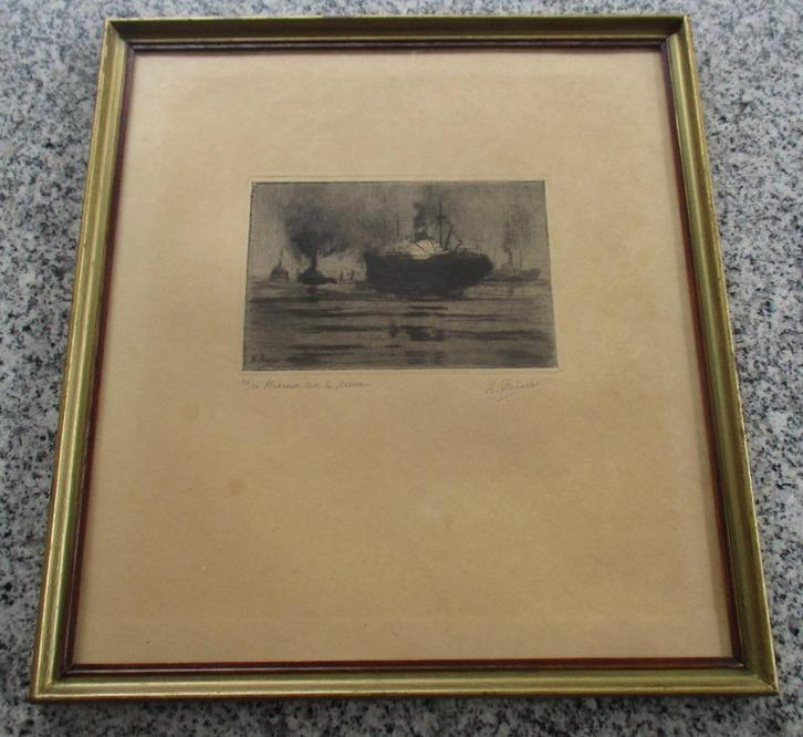 Kurt Peiser ( 1887 - 1962 ) Steamer sur la fleuve, Antiek en Kunst, Kunst | Etsen en Gravures, Ophalen of Verzenden