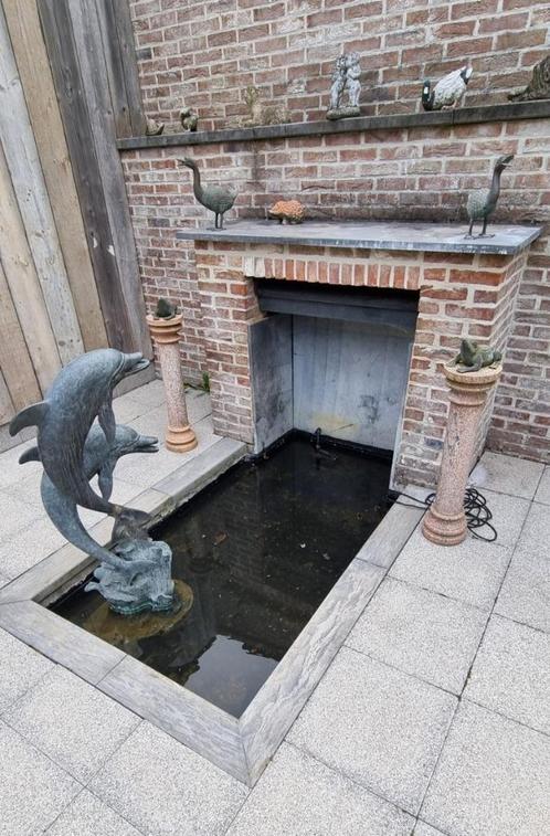 Bronzen Dolfijnen hoogte 120cm, Tuin en Terras, Waterpartijen en Fonteinen, Zo goed als nieuw, Waterornament, Overige materialen