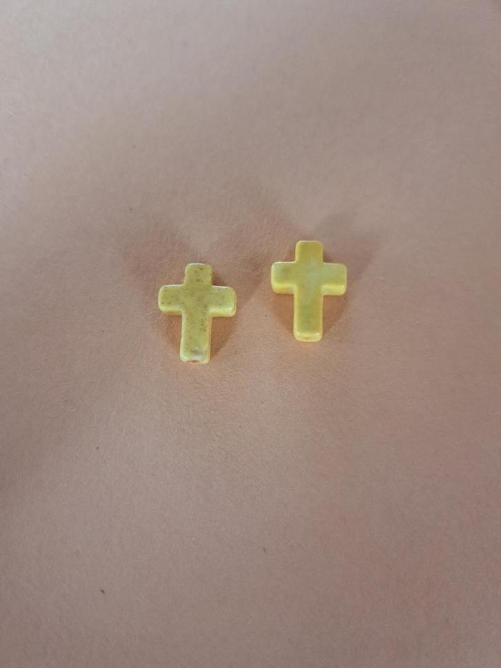 Keramiek kruis kraal, Hobby en Vrije tijd, Kralen en Sieraden maken, Nieuw, Kraal, Ophalen of Verzenden