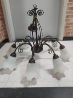 Mooie landelijke luster, hanglamp, plafondlamp, Huis en Inrichting, Lampen | Plafondlampen, Ophalen, Zo goed als nieuw, Glas, Landelijk