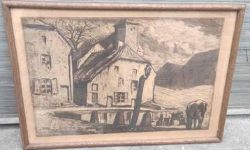 Gravure abreuvoir signe j philippe beschikbaar voor biedingen