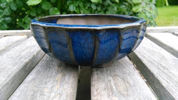 Bonsai bloempot blauw keramiek rond gekarteld  Ø 14cm beschikbaar voor biedingen