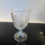 Vase en verre décoré vintage sur pied, Enlèvement ou Envoi