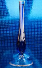 VASE SOLIFLORE en verre Bleu Cobalt / lignes dorées, Ophalen of Verzenden