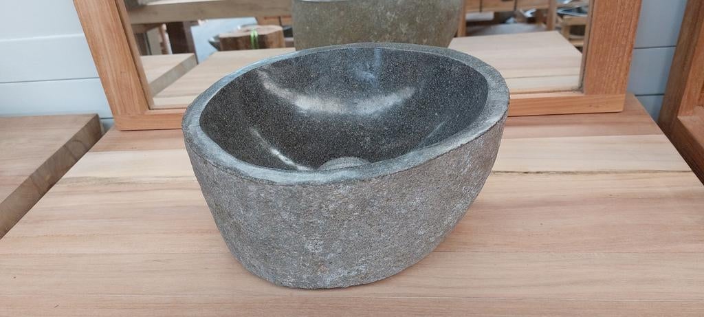 Riviersteen Wasbak, Lavabo 25-35cm, Doe-het-zelf en Bouw, Sanitair, Nieuw, Wastafel, Steen, Ophalen