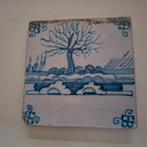Antieke tegel ca 1750 met boom, schepen, Antiek en Kunst, Verzenden