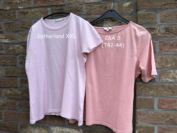 Sutherland + C&A 2 roze XL/XXL t-shirts in zeer goede staat beschikbaar voor biedingen