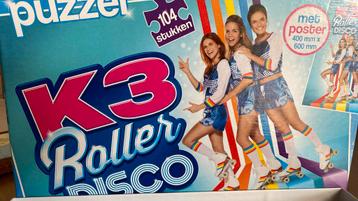 Puzzel 104 stukken k 3 Roller Disco met poster.Bieden komple