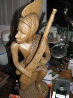 Statue antique en bois détaillée Guerrier tribal 50x20cm, Antiquités & Art, Enlèvement ou Envoi