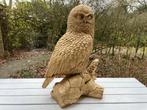 (Tuin)Beeld uil, goud, tuin, gazon, bos, 80cm, Tuin en Terras, Ophalen, Nieuw, Kunststof, Dierenbeeld