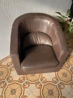 Bruin lederen zeteltje, Huis en Inrichting, Fauteuils, Ophalen, Gebruikt