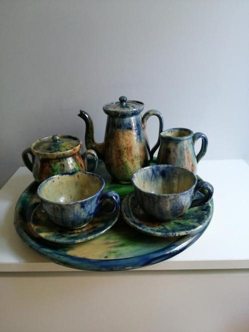 Thee- koffieservies in Vlaams aardewerk, Antiek en Kunst, Antiek | Servies compleet, Ophalen of Verzenden