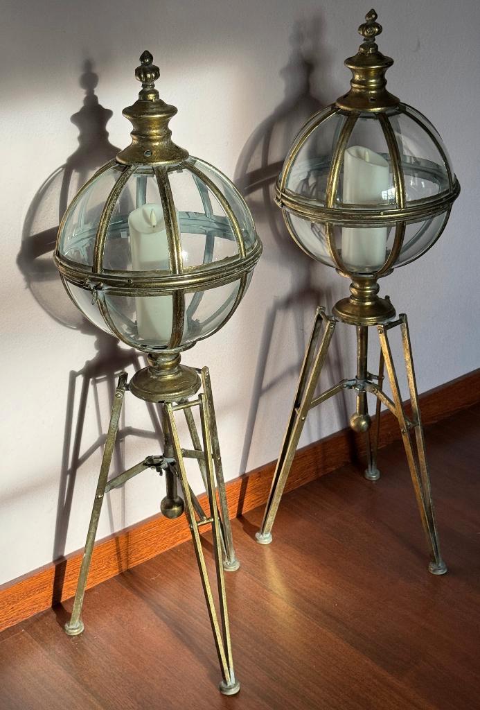 Paar driepoot- en wereldlantaarns in art-decostijl, Antiek en Kunst, Antiek | Woonaccessoires, Ophalen
