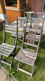 6 bistrot klapstoelen, mooi verweerd, Ophalen, Gebruikt