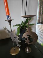 2 mooie goudkleurig kandelaars, Ophalen of Verzenden, Zo goed als nieuw