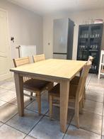 Voleiken tafel met 4 bijpassende stoelen (gezandstraald), Enlèvement, Comme neuf