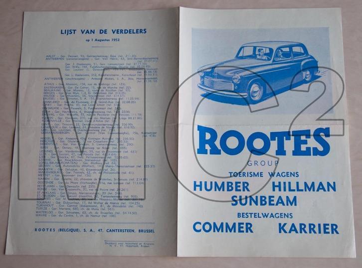 Foldertje Humber Hillman Sunbeam Commer Karrier - zeldzaam, Livres, Autos | Brochures & Magazines, Envoi