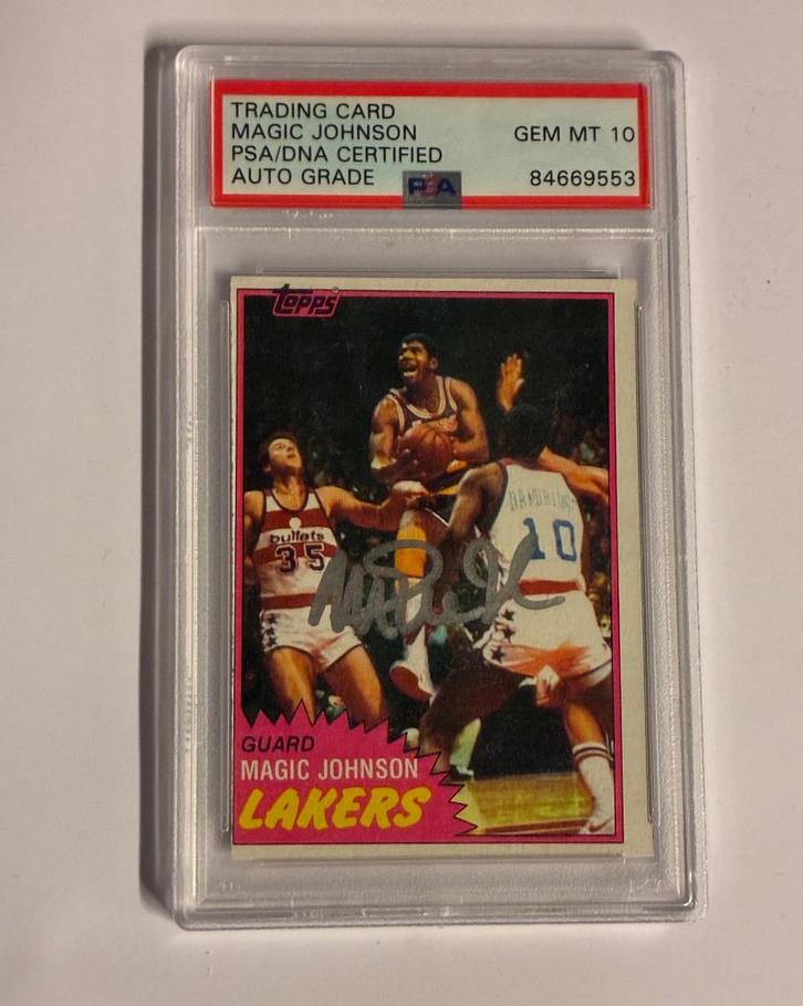 Magic Johnson Topps signed PSA 10, Verzamelen, Overige Verzamelen, Zo goed als nieuw, Ophalen of Verzenden
