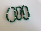 3 malachiet armbandjes groen, Handtassen en Accessoires, Armbanden, Ophalen of Verzenden, Zo goed als nieuw, Elastiek, Met edelsteen