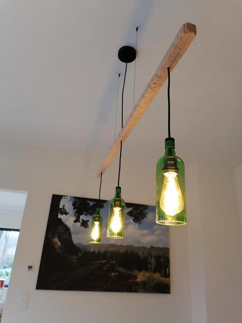 Unieke hanglamp gemaakt van flessen, Huis en Inrichting, Lampen | Hanglampen, Zo goed als nieuw, Ophalen