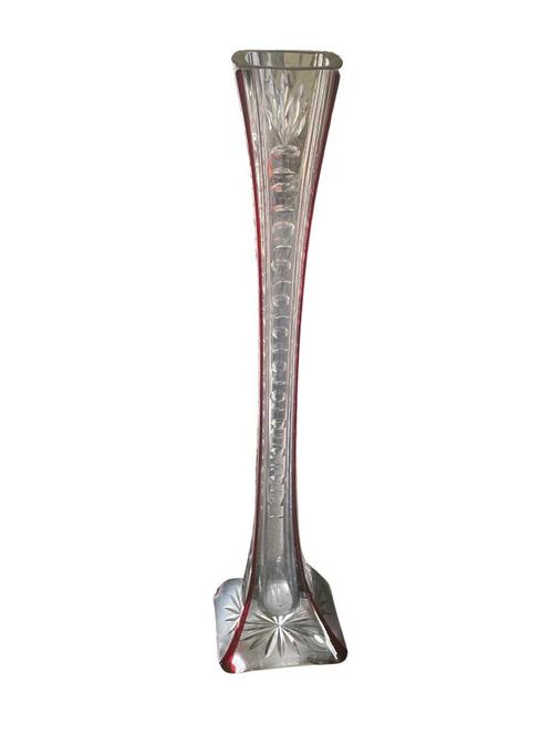 Witte en rode soliflora-vaas toegeschreven aan Val Saint Lam, Antiek en Kunst, Antiek | Glaswerk en Kristal, Ophalen of Verzenden
